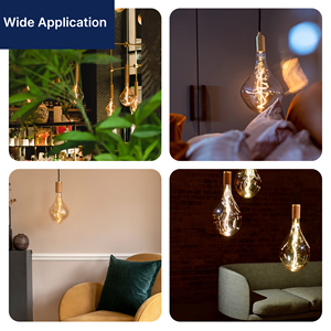 Amber Edison <span class=keywords><strong>Led</strong></span> Cổ điển vàng bóng đèn dây tóc trong nhà AC Powered a165s xoắn ốc bóng đèn dây tóc E27 giáng sinh Glass Đèn trang trí - Product Image 6