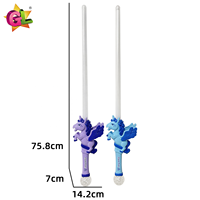 Bâton magique lumineux en plastique avec 10 lumières, motif Pégase ailé, épée, baguette et boule magique, bleu et violet clignotant, pour enfant