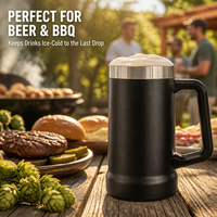 Mug isotherme en acier inoxydable de 20 oz avec poignée, double paroi, revêtement en poudre, logo personnalisé, OEM, tasse de bureau pour cadeaux