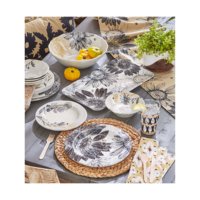 Let It Bee Fleur et Vigne Bambou Mélamine Plastique Vaisselle Lot de 4 Assiettes Passe au Lave-Vaisselle Intérieur Extérieur Rond Violet