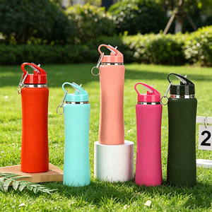Botella de Agua Portátil para Esquí al Aire Libre, 600ml 750ml, Acero Inoxidable, Aislamiento al Vacío, Botella Deportiva con Pajita y Llavero, Taza Reutilizable - Product Image 6