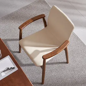 Nordic Modern Solid Wood Book Table Chair Home Restaurant Armrest Ash Wood Dining Chair Back Chair High Quality