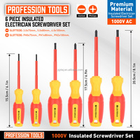Juego de 6 Destornilladores Magnéticos Phillips Aislados de 1000V, Probador de Voltaje para Bricolaje, Electrodomésticos, Electrónica, Acero al Cromo Vanadio