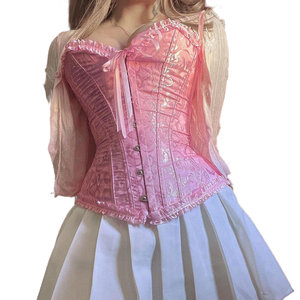 Corset de marque privée pour femmes matures, grande taille, rose et bleu, amincissant, sculptant la taille, respirant, en dentelle, pour tous les jours - Product Image 6