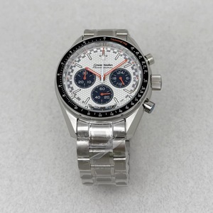 Montre chronographe à quartz de 40 mm, boîtier en acier massif avec bracelet en acier massif, mouvement VK63 - Product Image 1