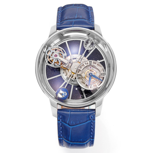Montre squelette pour homme Jacob's, série Celestial, boîtier transparent à 360 degrés, boîtier en acier inoxydable, mécanique, cuir, caoutchouc - Product Image 4