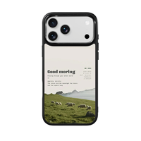 Coque de téléphone AG Feeling Black Edge avec motif paysage de voyage doré pour iPhone 17, 17 Pro Max, 16 Pro, 15, 15 Pro Max – Coque magnétique