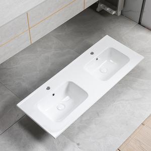 Lavabos pour les mains, meuble de salle de bain, double vasque, bord fin, céramique, vasque de meuble - Product Image 1