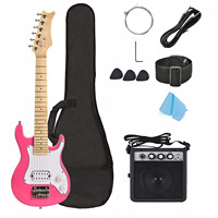 NEW 30 Inch Kid Guitar Kit Size 3/4 Electric Guitar Maple Neck Body Glossy Finish Accessories Including 5 Watt Amplifier OEM