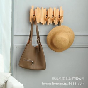 Wooden Piano Key Style <b>Wall</b> Mount Coat Rack With Hat <b>Hook</b> Multipurpose Entryway Storage Rack Rectangle Shape Creative Design - Product Image 1