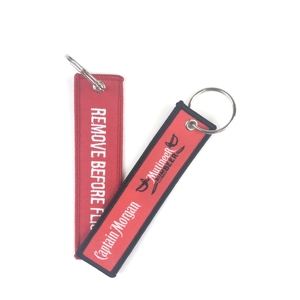 Custom Letters <b>Key</b> Chain Pendant Woven Red Embroidery Keychain - Product Image 2