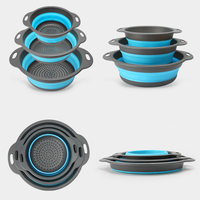 Ensemble de passoires pliables en plastique, lot de 3, passoires de cuisine pliables, compatibles lave-vaisselle, plateau d'égouttage pour pâtes et légumes