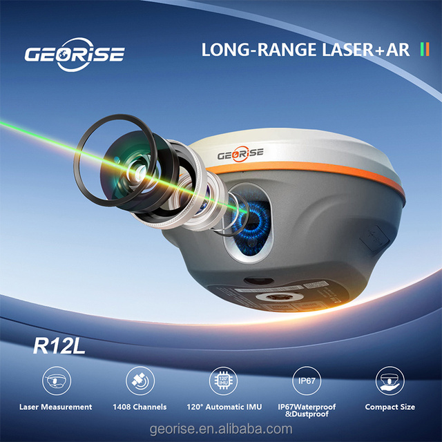 GeoRise R12L IP68 Rated -45~75 Long-distance Operation Tilt Survey Base Rover GPS Laser RTK RTK Survey Equipment 4G/5G