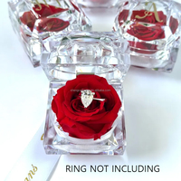 Kotak Cincin Mawar Asli Awet Buatan Tangan - Hadiah Romantis untuk Perhiasan & Anting, Lamaran, Valentine, Natal, Wisuda
