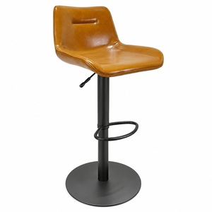 Taburete de Barra Giratorio Moderno, Tapizado en PU Marrón, Altura Ajustable, con Reposapiés, para Cafetería, Cocina, Isla, Precio DDP en EE. UU. - Product Image 1