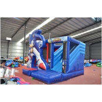 Structure gonflable combinée à thème Sonic populaire, château gonflable avec toboggan pour enfants, idéal pour les entreprises de location