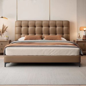 Cadre <span class=keywords><strong>de</strong></span> lit queen size avec tête <span class=keywords><strong>de</strong></span> lit rembourrée à côté <span class=keywords><strong>de</strong></span> l'armoire finition cuir marron lit <span class=keywords><strong>de</strong></span> <span class=keywords><strong>pied</strong></span> en acier haut <span class=keywords><strong>de</strong></span> gamme - Product Image 6