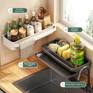 Étagères de rangement pour évier de cuisine à vidange automatique Accessoires en plastique Robinets Étagères de rangement pour chiffon éponge <span class=keywords><strong>savon</strong></span> - Product Image 3
