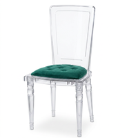 Chaise Ghost empilable en polycarbonate avec assise en velours rembourrée et structure démontable pour banquets et cafés modernes