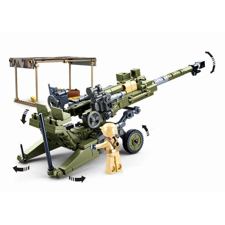Sluban Model Bricks Set M777 Howitzer 258 Pezzi, Mattoncini Compatibili, Multicolore