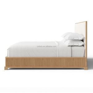 Новое поступление, роскошная современная мебель для дома, деревянная кровать из массива дуба с панельной платформой, кровать из цельного дерева - Product Image 3