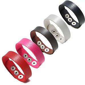 Gelang kancing jepret DIY logam bahan PU fesyen baru sederhana - Product Image 1