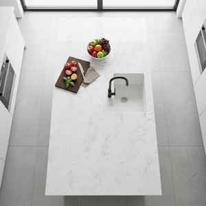 Bán buôn tùy chỉnh hiện đại đánh bóng sang trọng calacatta Trắng grey silica nhân tạo tấm lớn <span class=keywords><strong>Countertop</strong></span> nhà bếp Vanity khách sạn - Product Image 5