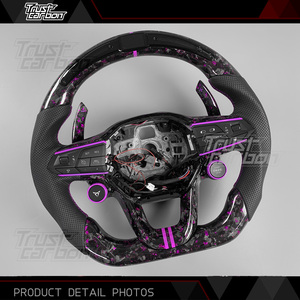 Volante Personalizado de Fibra de Carbono Forjado en Color Morado con LED de RPM para <span class=keywords><strong>Seat</strong></span> Cupra Formentor VZ <span class=keywords><strong>Leon</strong></span> <span class=keywords><strong>ST</strong></span> Born Ibiza <span class=keywords><strong>FR</strong></span> Tavascan - Product Image 3