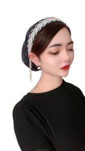 4-color fashionable rhinestone crystal women's headscarf Muslim cap, solid color, eco-friendly, breathable, suitable for all - Product Image 5
