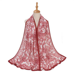 Terbaru kedatangan 70*180CM lembut Digital Printing sifon bunga kepala membungkus syal Malaysia mode sifon dicetak jilbab wanita - Product Image 6