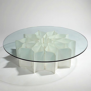 Mesa de centro de sala de estar de Hotel de lujo de estilo de diseñador moderno con tapa de cristal BSSE, muebles con acento de Metal Simple, característica decorativa - Product Image 4