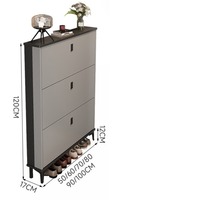 Meuble à chaussures ultra-fin à 3 étagères, écologique, pour entrée et salon, rangement moderne et minimaliste à ouverture rabattable