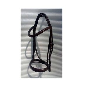 Brida de filete con banda para la nariz acolchada y de salto elevada Brida de caballo de cuero inglés Premium - Product Image 1