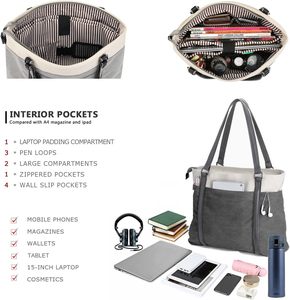 Sac fourre-tout pour ordinateur portable pour femmes, étui pour ordinateur portable, sac à main léger pour le travail, sac à bandoulière pour infirmière, enseignant, voyage, collège, bureau - Product Image 3