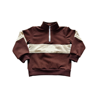 Vêtements pour enfants en gros, pull à col zippé 1/4 en tissu French Terry, couleur contrastée