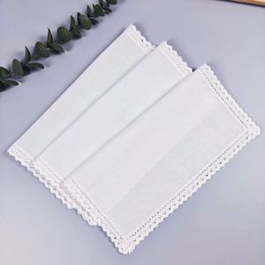 Nuevo pañuelo de algodón peinado blanco puro de 28 cm, pañuelo de encaje DIY para boda, en oferta. - Product Image 3