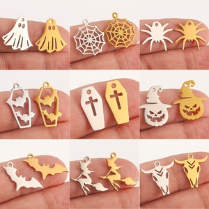 Thép Không Gỉ Spider Web <span class=keywords><strong>Skull</strong></span> Bat Quan Tài Ma Skeleton Quyến Rũ Halloween Mặt Dây Chuyền Cho Đồ Trang Sức Bông Tai Vòng Cổ Làm Phụ Kiện - Product Image 4