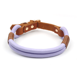 <span class=keywords><strong>Collar</strong></span> de perro de cuero con nailon trenzado a mano de lujo de la mejor calidad suministros para Mascotas Fábrica personalizada diseño OEM entrenamiento cachorro gato collares - Product Image 2