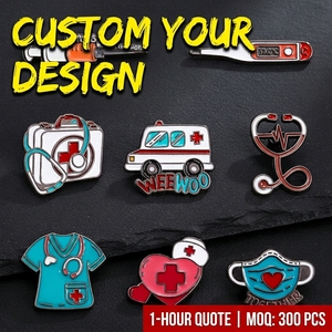 Insignias Metálicas Personalizadas OEM/ODM para Suministros Médicos y de Atención, con Diseño de <span class=keywords><strong>Ambulancia</strong></span>, Jeringa, Estetoscopio y Caja Médica - Product Image 1