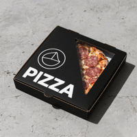 Boîte d'emballage triangulaire pour tranches de pizza avec impression personnalisée, boîte alimentaire jetable avec fenêtre transparente