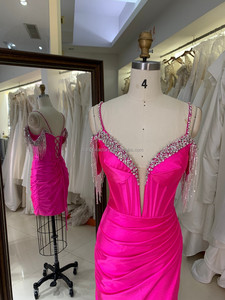 Nuevo cóctel fucsia lindo corto rebordear borla Prom Homecoming vestido proveedores Vestido corto <span class=keywords><strong>de</strong></span> graduación <span class=keywords><strong>para</strong></span> <span class=keywords><strong>adolescentes</strong></span> - Product Image 2