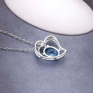 Romántico collar con colgante de topacio natural para mujer, en forma de corazón, Plata de Ley 925, chapado en oro blanco de 18k, 6x8mm - Product Image 5