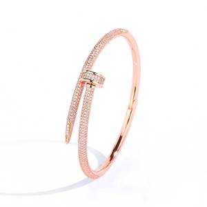 Cross-border Bestseller Classic studded Open Clasp Brass Electroplated ZIRCON Trendy Unisex Bracelet European American Fashion - Product Image 3
