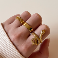 Ensemble de bagues de phalange punk en métal serpent avec chaîne géométrique pour femme, style rétro minimaliste, perles irrégulières, bagues fines pour les doigts, cadeau de fête