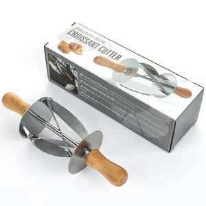XR, venta al por mayor, herramientas para hornear <span class=keywords><strong>y</strong></span> <span class=keywords><strong>repostería</strong></span>, mango de madera de acero inoxidable, horno, mantequilla, pan, croissant, Manuel, cortador de rodillos, rebanador - Product Image 4