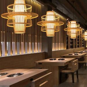 Decorations Bamboo Woven <b>Shade</b> Lamp <b>Kitchen</b> Restaurant Shell Shaped Bamboo Pendant <b>Light</b> - Product Image 1