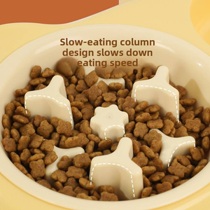 Çift Kedi Mama Kabı, Hızlı Yeme Önleyici ve Paslanmaz Çelik Kaymaz Sevimli Kedi Şeklinde Evcil Hayvan Köpek Kedi Kabı - Product Image 3