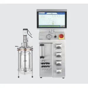 Bioreattore da laboratorio con fermentatore in vetro microbico 2 L 5 L 10 L fermentatore rivestito più di dieci moduli funzionali