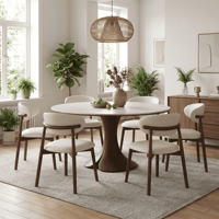 Nouvelle table à manger compacte de luxe léger, style rétro français, en bois et ardoise, avec plateau en pierre frittée massif haut de gamme, finition blanc mat pur et noir