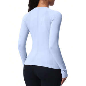 Women's Lightweight Breathable Seamless Gym Athletic Shirts Long Sleeve Workout <b>Tops</b> with Quick Dry & Print Yoga Design - Product Image 3